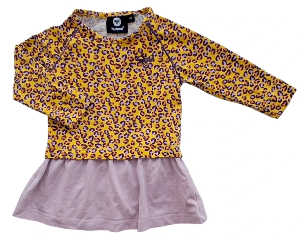 Hummel gul og rosa langærmet kjole str. 68