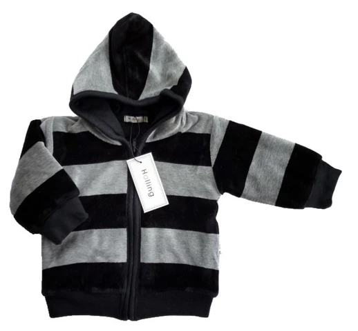 Ny Halling sort/grå varm blød velour jakke str. 62