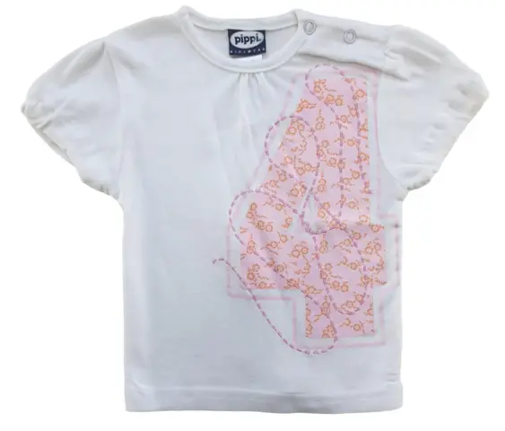 Pippi hvid kortærmet T-shirt str. 80