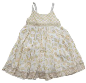 H&M råhvid gulmønstret sommerkjole str. 92