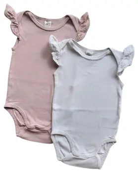 H&M to ærmeløse rosa og hvid bodys str. 86